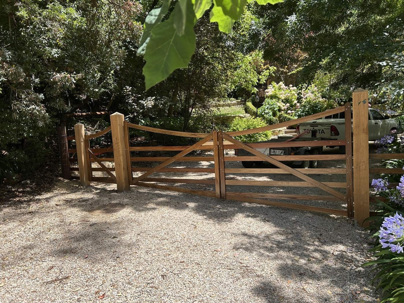 A timber garden gate by Aston Rural Enterprises.