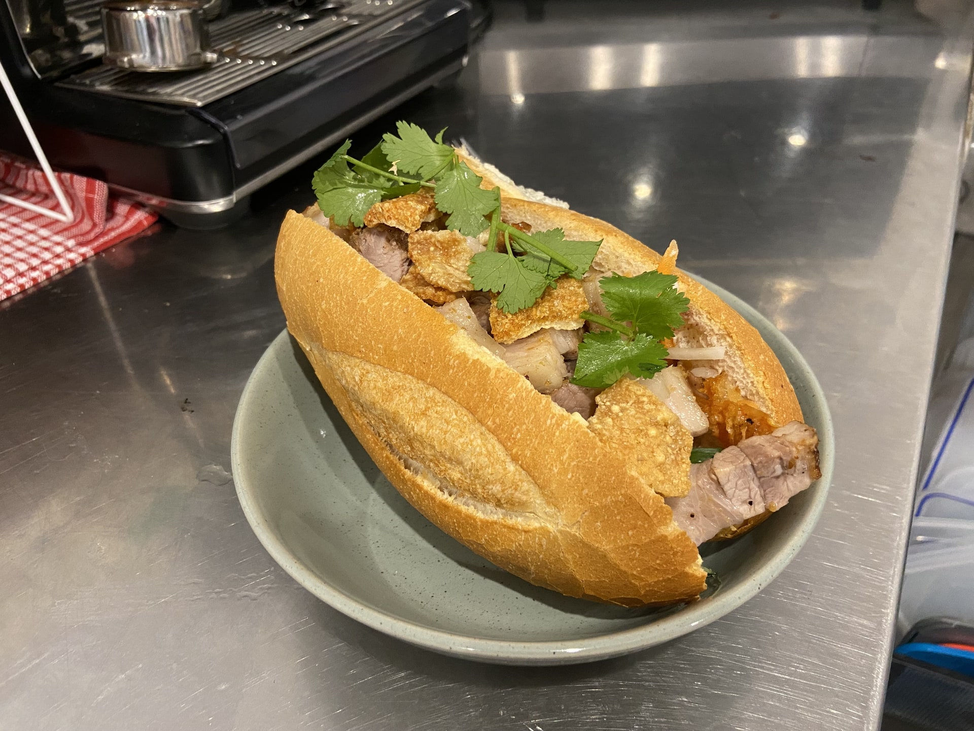 A plated bánh mì from Asian Tucker.