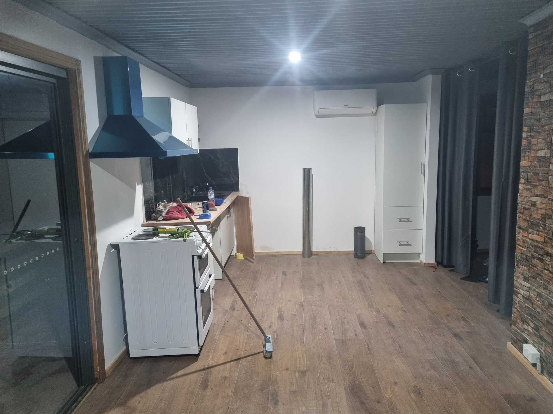 A new floor and kitchen run.