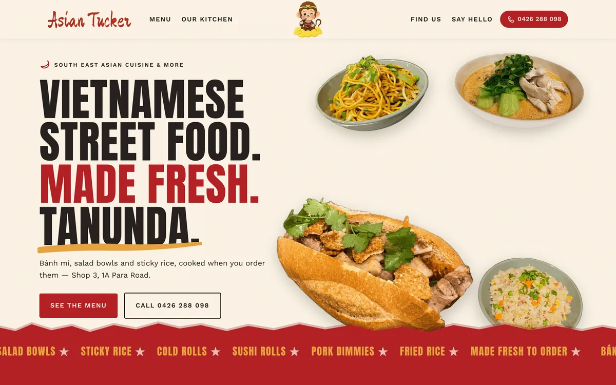 Asian Tucker website, designed and built by JB Digital Barossa