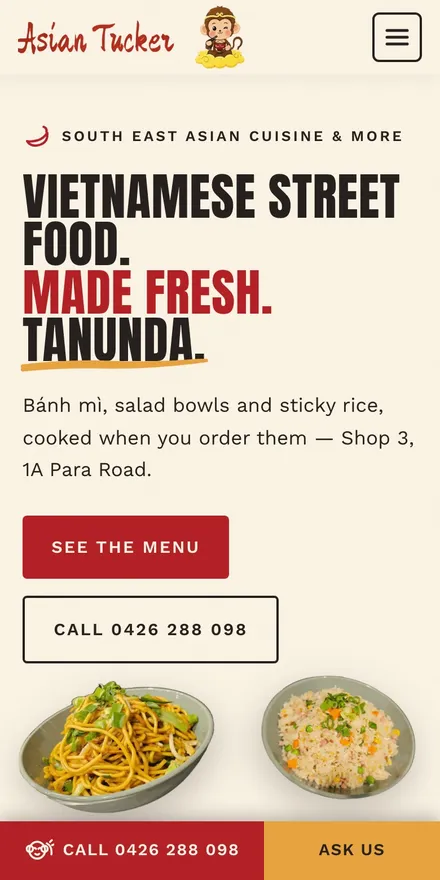Asian Tucker website on a phone