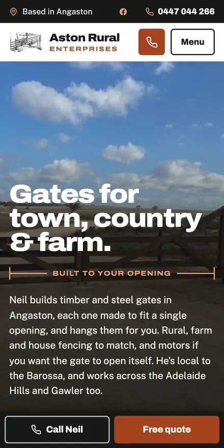 Aston Rural Enterprises website on a phone