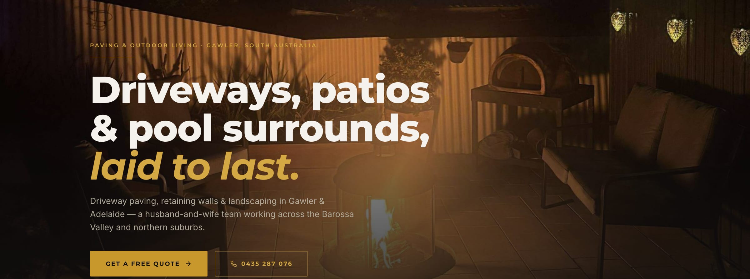 The new May Paving homepage — driveways, patios and pool surrounds, laid to last.