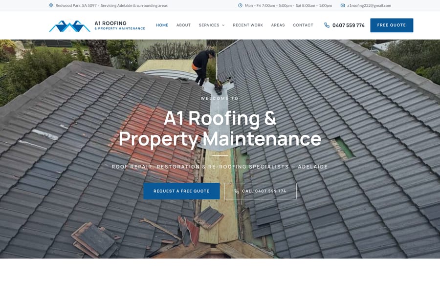 A1 Roofing Adelaide — Google Ads and lead generation with JB Digital Barossa