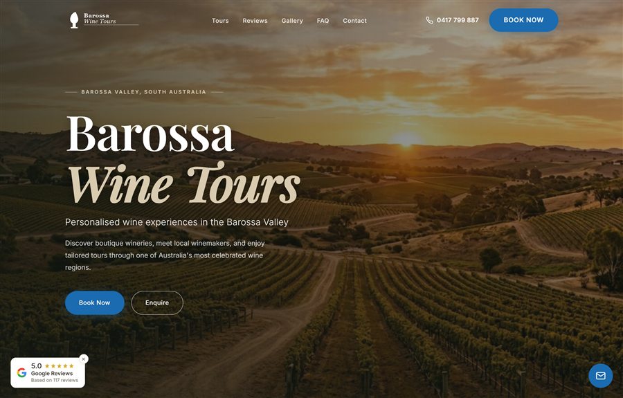 Barossa Wine Tours website by JB Digital