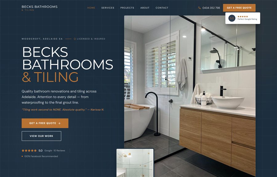 Becks Bathrooms website by JB Digital