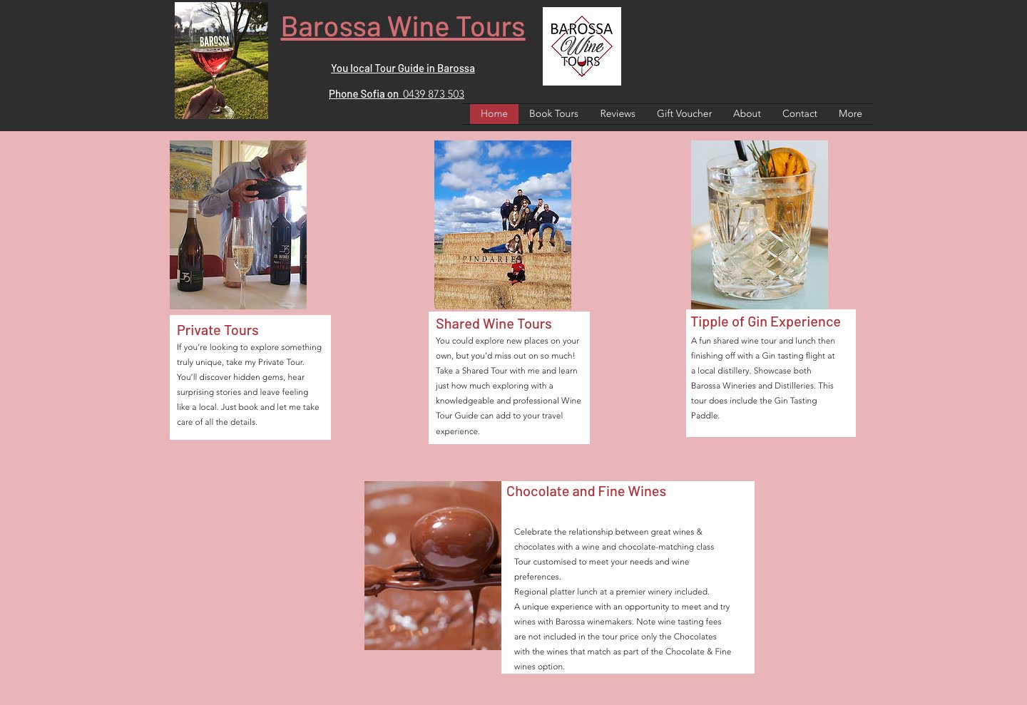 Best Barossa Tours's previous website, before the JB Digital Barossa redesign