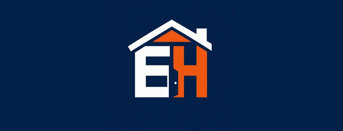 SA Elite Handyman logo: the EH house mark in white and orange on navy