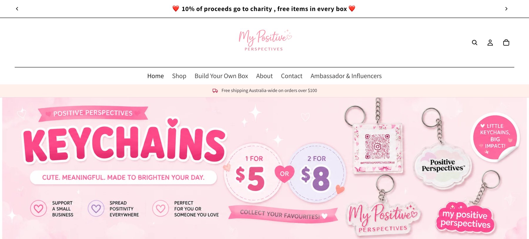 The My Positive Perspectives Shopify store homepage, migrated from Wix by JB Digital Barossa