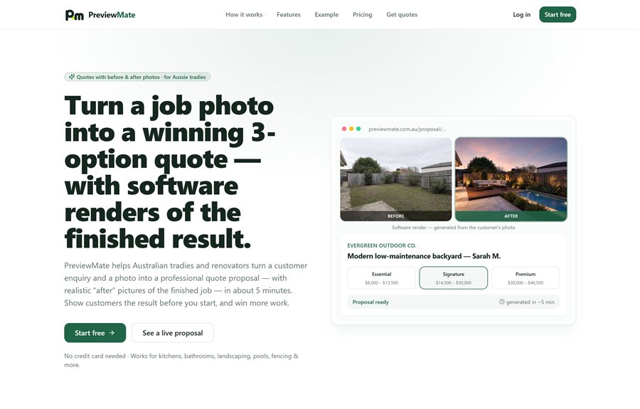 PreviewMate website homepage, designed and built by JB Digital