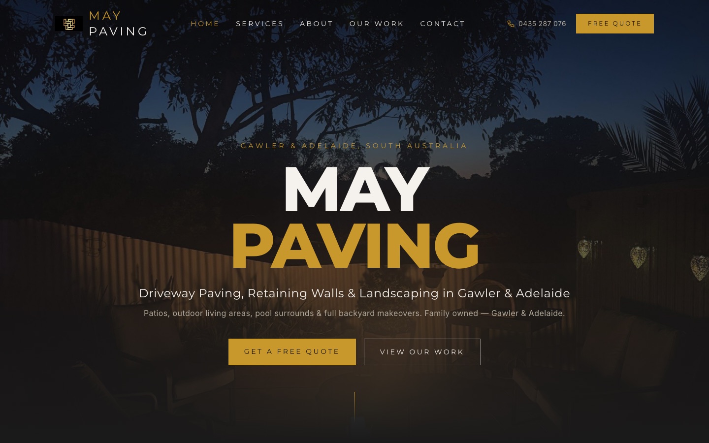 The first May Paving website, before the September 2026 redesign