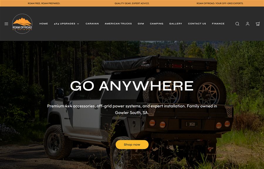 Roam Offroad website by JB Digital
