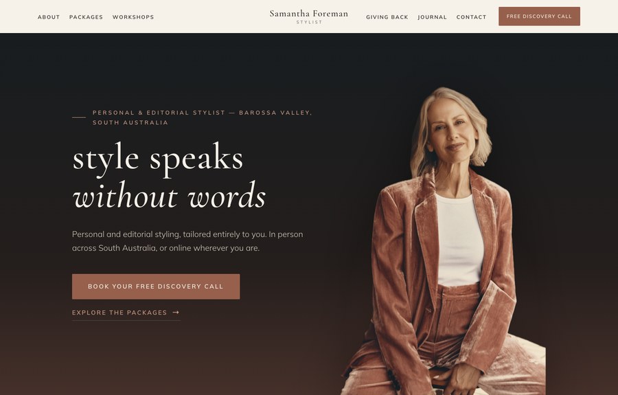 Samantha Foreman Stylist website by JB Digital Barossa