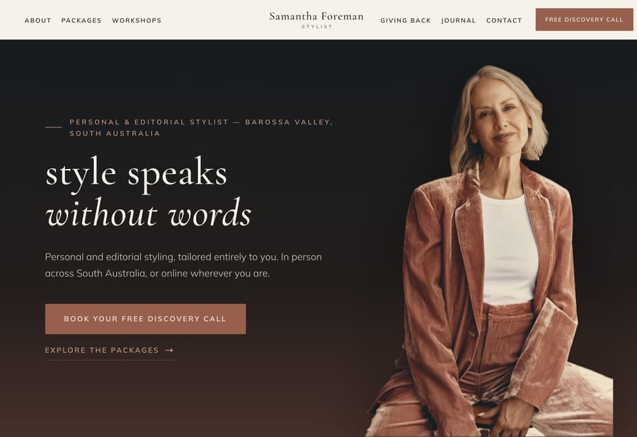 Samantha Foreman Stylist website by JB Digital Barossa