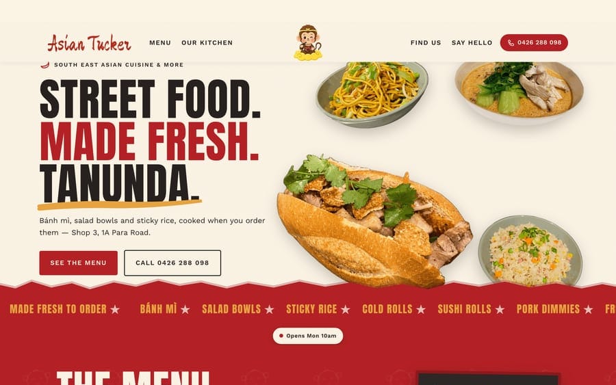 The Asian Tucker website homepage, designed and built by JB Digital Barossa.