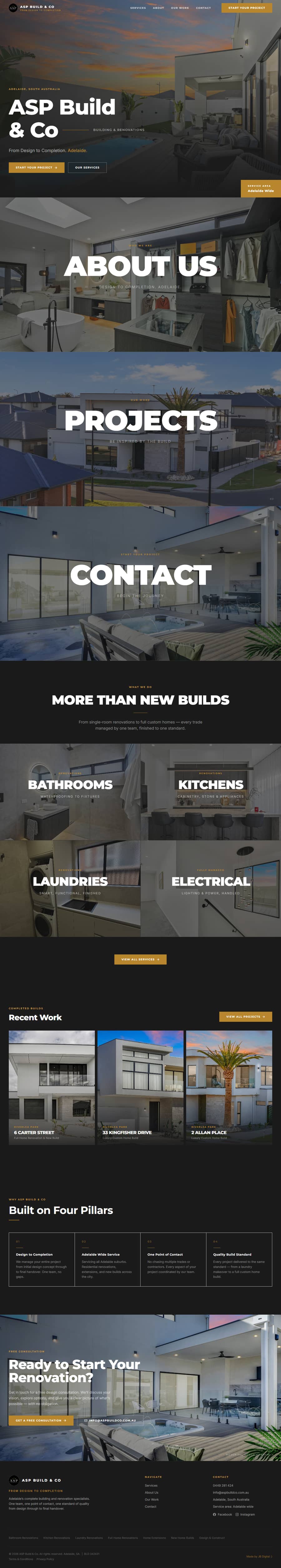 The full ASP Build & Co website, designed and built by JB Digital.