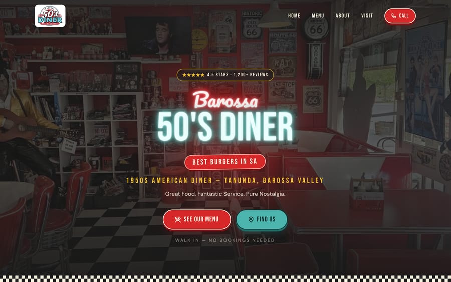 Barossa 50's Diner — The homepage