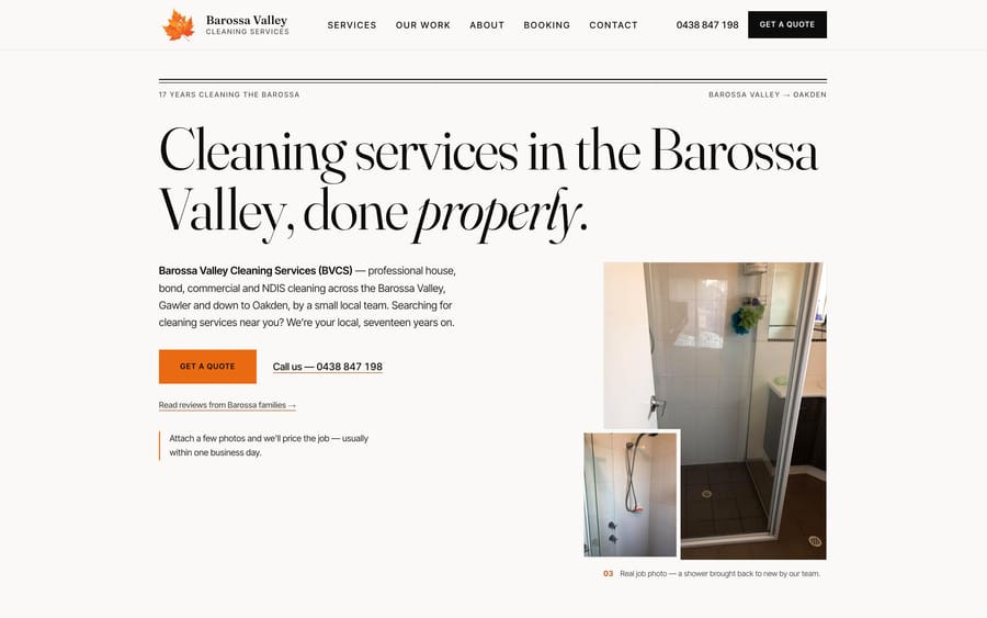 Barossa Valley Cleaning Services — The homepage