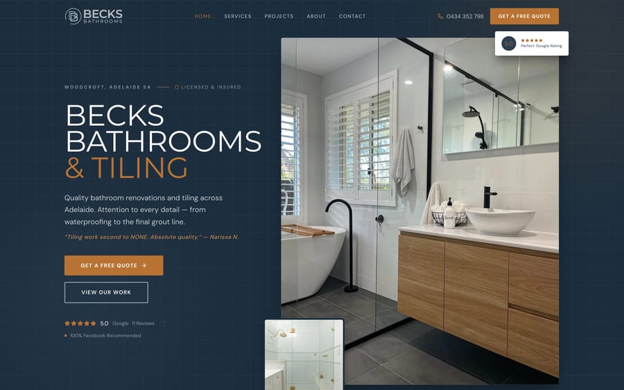 Becks Bathrooms & Tiling — The live site