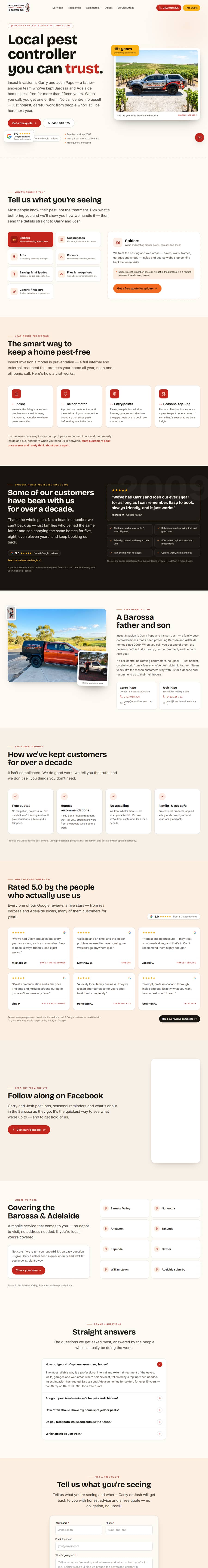 The full Insect Invasion website, designed and built by JB Digital.