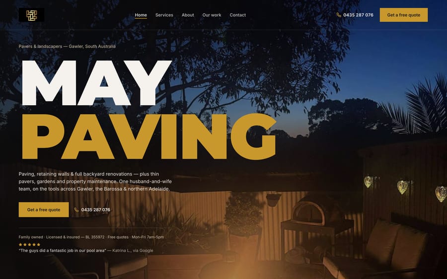 May Paving — The live site