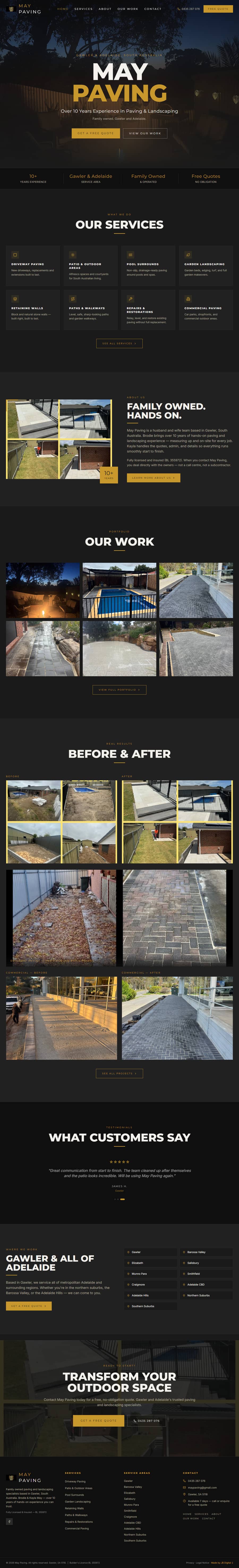 The full May Paving website, designed and built by JB Digital.