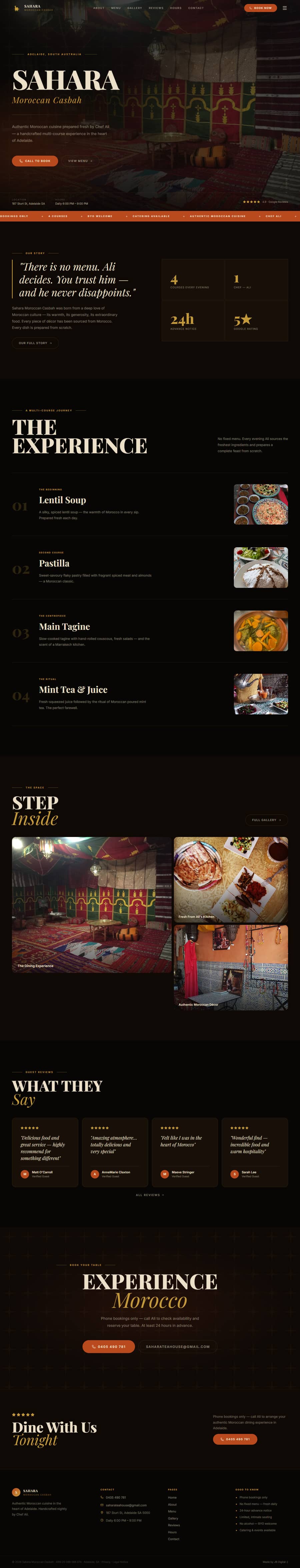 The full Sahara Moroccan Casbah website, designed and built by JB Digital.