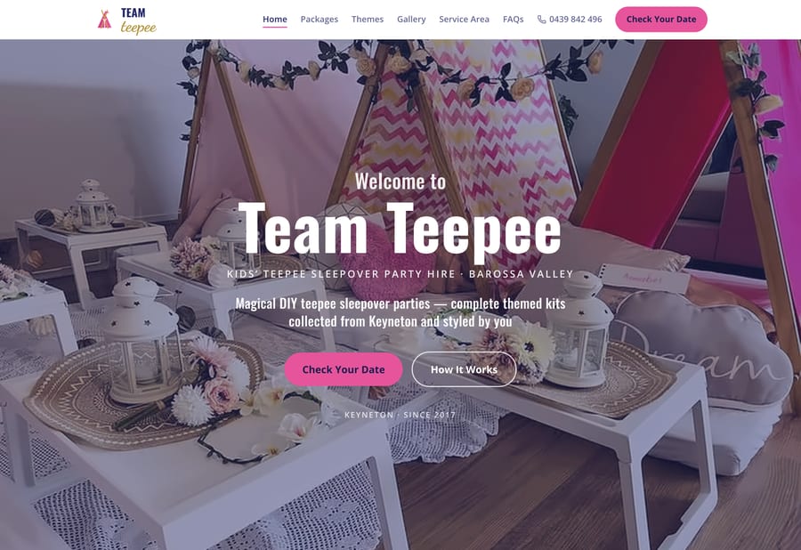 Team Teepee website built by JB Digital Barossa